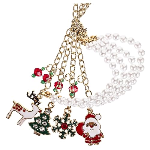 iplusmile 4 Stück Teiliges Weihnachtsarmband mit Perlen und Festlichen Anhängern Kreative Weihnachtsdeko für Handgelenk Komfortable Weihnachts Wristchain als für Familie und Freunde von iplusmile