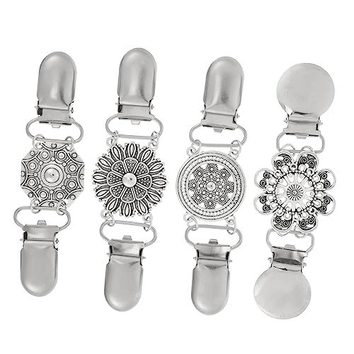 iplusmile 4 Stück Vintage Cardigan Clips Damen Pullover Clips aus Langlebiger Dekorative Kleider und Strickjackenverschlüsse Vielseitige Broschen für Kragen Schals und Kleider Rostfrei und von iplusmile