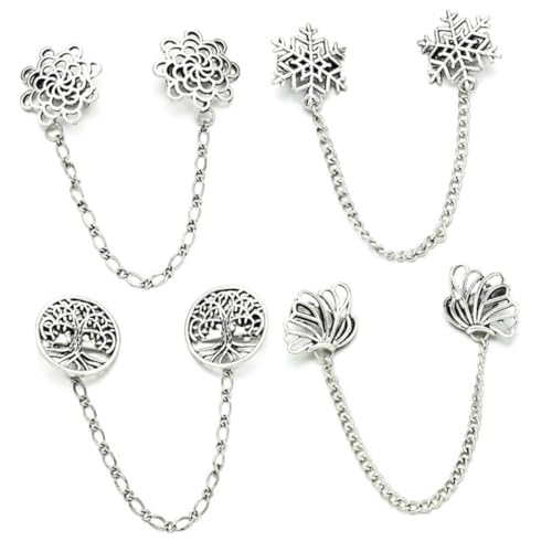 iplusmile 4 Stück Vintage Strickjacken Clips Teiliges mit Broschennadeln und Quasten Ketten Damen Cardigan Pins für Pullover Blusen und Kleider Vielseitig für Alltag und Festlichkeiten von iplusmile