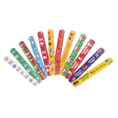 iplusmile 48 Stück Teiliges Weihnachts Schnapparmband mit Cartoon Designs Leichte PVC Snap Armbänder für Xmas Party Kinderfreundliche Handliche Weihnachtsfeier Geschenkidee von iplusmile