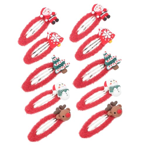 iplusmile 5 Paare Weihnachts Haarklammern Haarspangen mit Glocken Weihnachtsmann Tannenbaum Rentier und Schneemann Niedliche Haarclips für Mädchen Einfach zu Bedienen Festlich Bunter von iplusmile