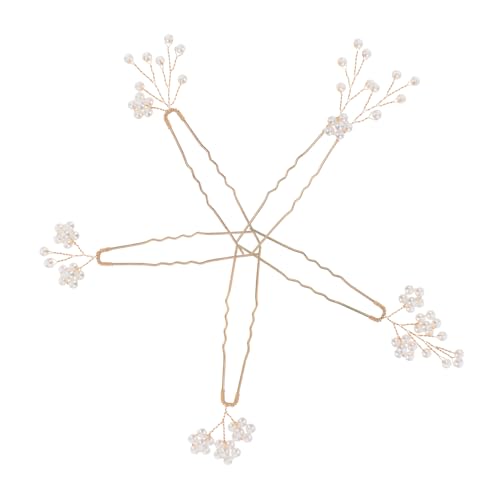 iplusmile 5 Stück Teiliges Perlen Haarnadeln U Förmig Brautschmuck mit Blumen Design Hochzeits Accessoire Leicht und Langlebig für Braut und Festliche Anlässe von iplusmile