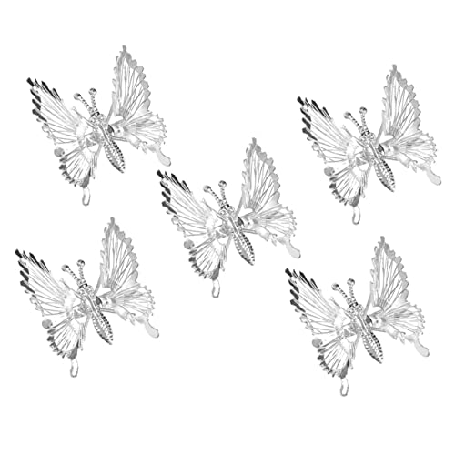 iplusmile 5 Stück Teiliges Schmetterling Haarspangen aus Metall Filigrane Damen Haarklammern mit Beweglichen Flügeln Rutschfester Haarschmuck für Party Reise und Alltag Silberfarbene von iplusmile