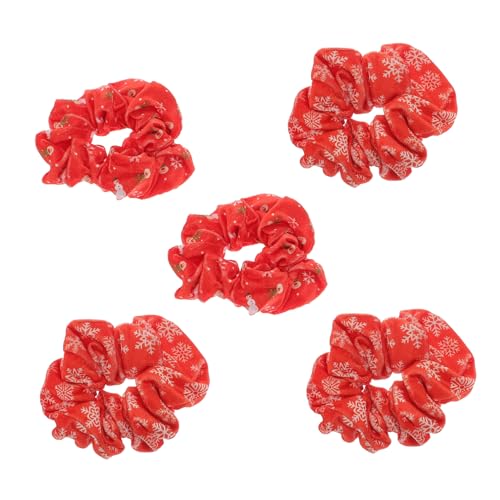 iplusmile 5 Stück Teiliges Weihnachts Haargummi mit Süßen Schneeflocken und Rentiermotiven Elastisch Modisch als Handgelenk Accessoire und Haarschmuck für Frauen und Mädchen von iplusmile