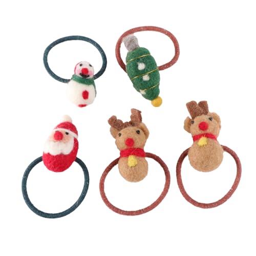 iplusmile 5 Stück Teiliges Weihnachts Haargummis aus Filz mit Elastischem Band Weihnachtliche Haarring Accessoires für Frauen und Mädchen Weich Langlebig Geeignet für Dickes Dünnes Lockiges von iplusmile