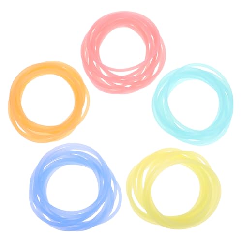 iplusmile 50 Stück Leuchtende Silikonarmbänder Elastische Gummiarmbänder Für Outdoor Spiele Sommerparty In Rot Blau Gelb Orange von iplusmile