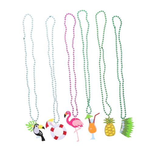 iplusmile 6 Stück Hawaiianische Perlenkette Teilig Tropisch Handgefertigte Party Halskette für Strand und Luau Events Farbenfrohes Hawaii Schmuck für Beach Party Dekorationen von iplusmile