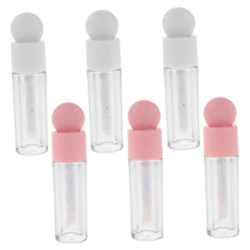 iplusmile 6 Stück Runde Matte Lipgloss Tuben Nachfüllbare Leere Lippenstiftbehälter Transparent DIY Kosmetikbehälter mit Komfortablem Griff für Präzises Auftragen Frauen von iplusmile
