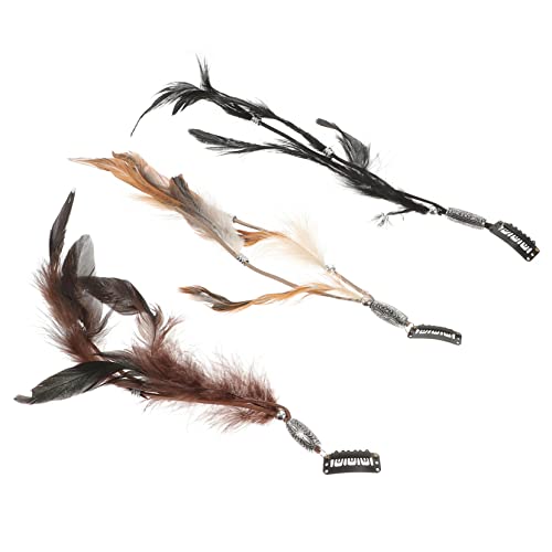 iplusmile 6 Stück Teiliges Boho Federn Haarschmuck Clip Vintage Haarverlängerung mit Haarspangen Einfache Befestigung für Karneval Cosplay Halloween und Festival Accessoires von iplusmile