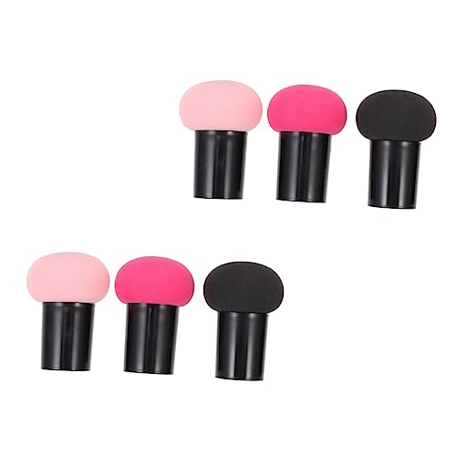 iplusmile 6 Stück Teiliges Make Up Schwämme Pilzform Trockene und Nasse Anwendung Weiche Hautfreundliche Foundation und Puderquasten für Frauen Tragbare Kosmetiktools in Rosa Schwarz von iplusmile