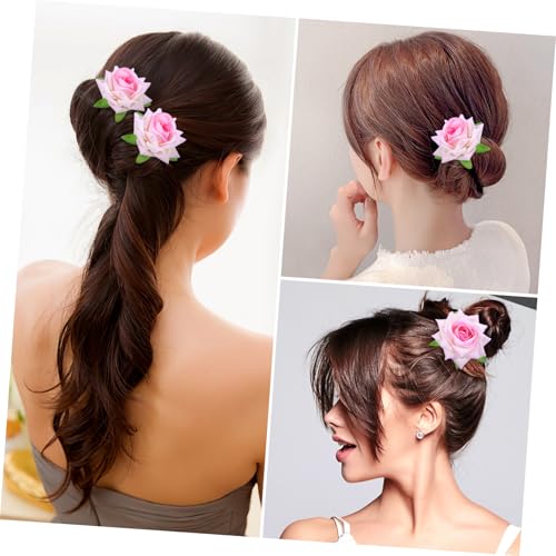 iplusmile 6 Stück Teiliges U Förmige Haarnadeln Brautschmuck Simulation Rosen Haarklammern für Damen Wiederverwendbar Langlebig Geeignet für Hochzeit Party und Alltagsfrisuren von iplusmile
