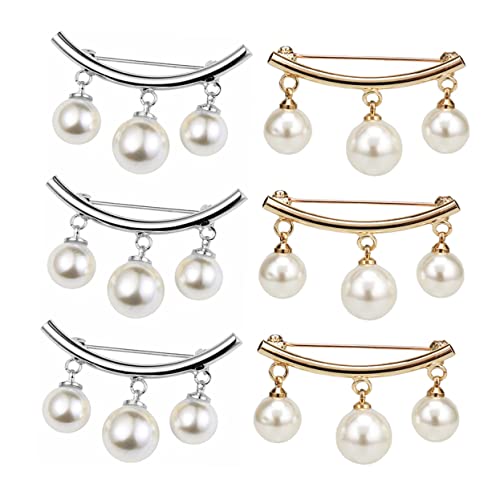 iplusmile 6Stücke Perlenbroschen für Kleidung Halstuch Taillenstift zur Fixierung von Outfits Clips für Blusen Kleider Schals von iplusmile