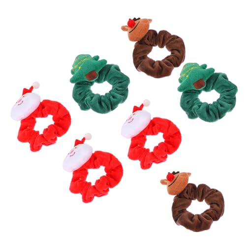 iplusmile 7 Stück Teiliges Weihnachts Haargummi Damen Elastische Scrunchies mit Rentier Weihnachtsmann und Tannenbaum Design Weiches Samtmaterial für Ponytails und Festliche Haarschmuck von iplusmile