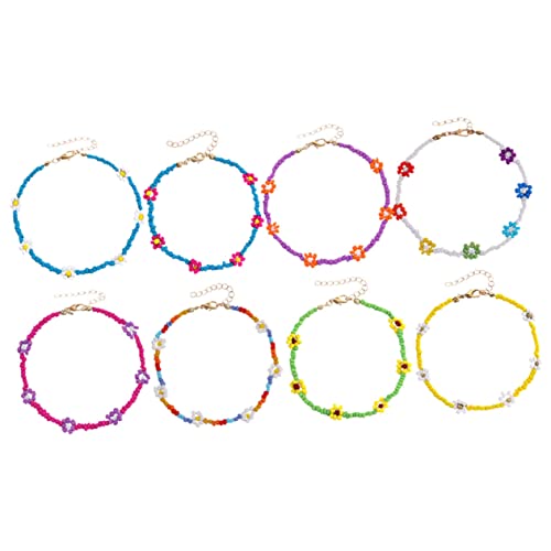 iplusmile 8 Stück Teiliges Fußkettchen und Armband Damen Bunte Perlen Handgefertigt Leichtes Komfortables Schmuck Geeignet für Strandparty Festival Hochzeit und Alltag Modisch und von iplusmile