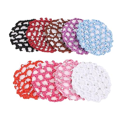 iplusmile 9 Stück Teiliges Damen Haarnetz Handgehäkelte Langlebige Haarnetze Farben Kreativer Haarschmuck für Beruf und Alltag Zubehör für Ordentlichen Dutt und Stilvolle Hochsteckfrisuren von iplusmile