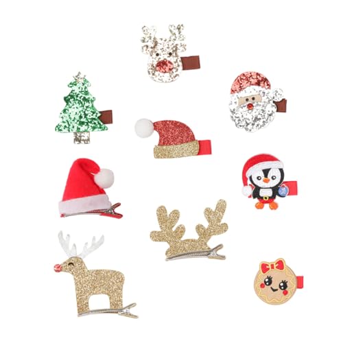 iplusmile 9 Stück Teiliges Weihnachts Haarschmuck für Mädchen mit Cartoon Motiven Langlebig und Umweltfreundlich für Weihnachtsfeiern Geburtstage Karneval und Alltag Passend zu von iplusmile