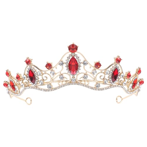 iplusmile Barock Braut Tiara Krone mit Roten Kristallen Funkelndes Stirnband für Hochzeit Geburtstage Festliche Anlässe und Brautaccessoire Eleganter Haarschmuck für Damen von iplusmile