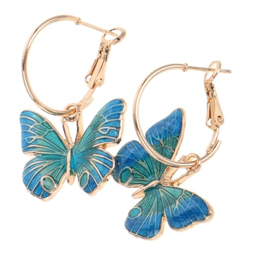 iplusmile Blaue Schmetterlingsohrringe Damen Leicht Baumelnd Öl Tropfenohrringe Elegant Alltag Schmuck von iplusmile