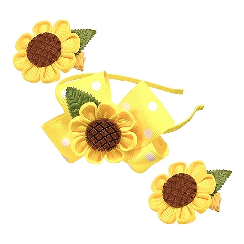 iplusmile Blumenhaarband und Haarklammern mit Sonnenblume Teiliges Haarschmuck für Mädchen Leichtes Haarband und Haarklammern Eleganter Haarschmuck für Party und Alltag von iplusmile