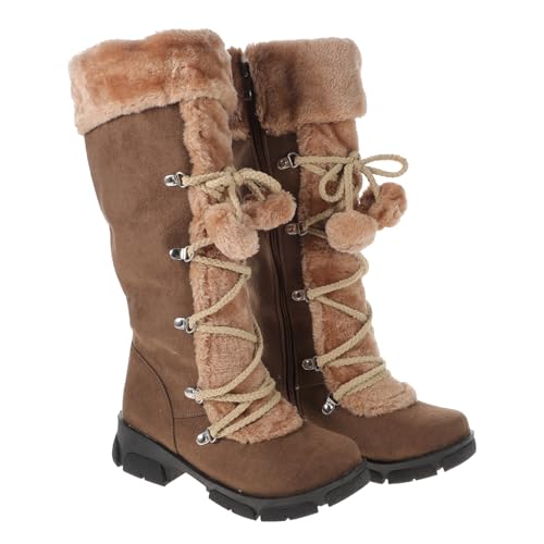 iplusmile Damen Mid Tube Boots Warm Gefüttert Schneestiefel Flach Winter Schuhe Chic Mode Retro Stil von iplusmile