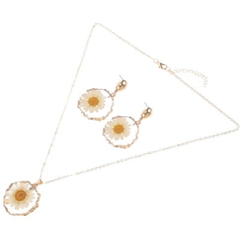 iplusmile Damen Schmuckset mit Daisy Anhänger und Ohrringen Leichtes Elegantes Design Natürlicher Blumenlook Vielseitiges Halsketten und Ohrstecker Set für Alltag und Besondere Anlässe von iplusmile