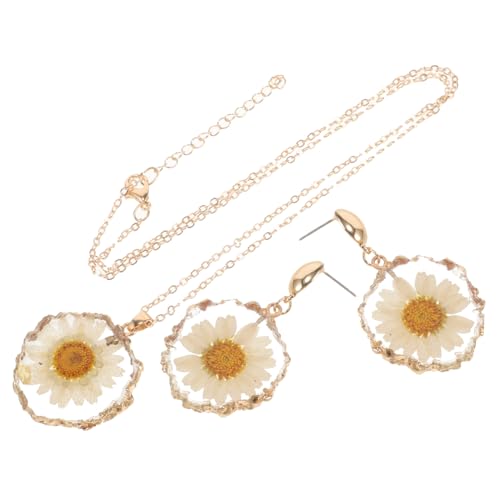 iplusmile Damen Schmuckset mit Leichter Verstellbarer Kette und Hypoallergenen Ohrringen Daisy Blütenanhänger Elegantes Statement Set für Alltag und Besondere Anlässe Natürlich Inspirierter von iplusmile