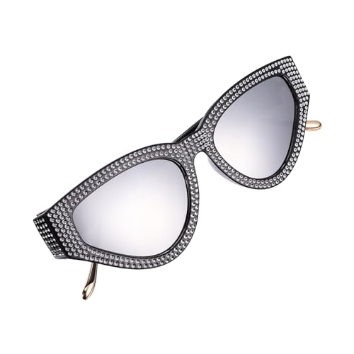 iplusmile Damen Sonnenbrille Metallrahmen mit Funkelnden Strasssteinen Leicht Robust Modisch Dreieckige Party Brille für Strand und Tanz Komfortabel für Langes Tragen Auffälliges Design von iplusmile