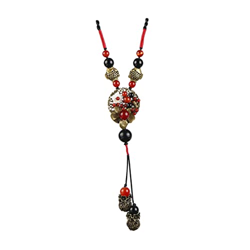 iplusmile Ethnische Lange Clavicle Halskette mit Floralem Anhänger Vintage Pulloverkette Vielseitiger Boho Schmuck für Damen Stilvoller Schal und Mantel Accessoire von iplusmile