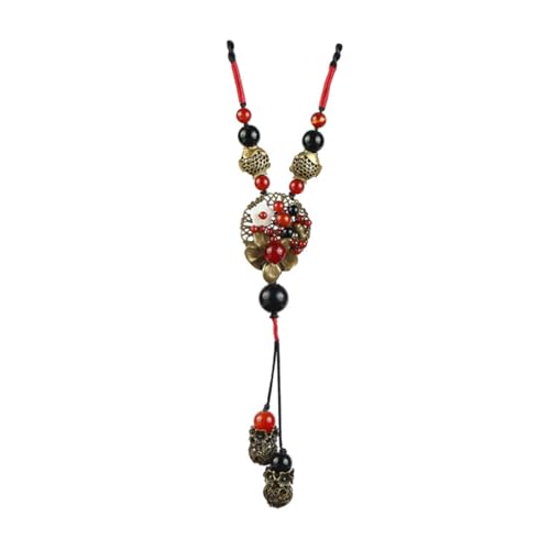 iplusmile Ethnische Lange Pulloverkette mit Floralem Anhänger Vintage Stil Choker Halskette Modisches Boho Damen Accessoire für Vielseitige Outfits und Besondere Anlässe von iplusmile