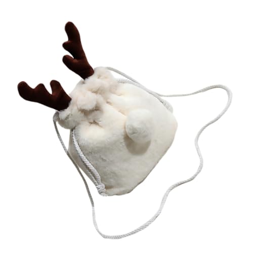 iplusmile Fluffy Weißer Crossbody Bag Damen Umhängetasche mit Drawstring Verschluss Weiche Storage Tasche Schultertasche als für Frauen und Freundinnen von iplusmile