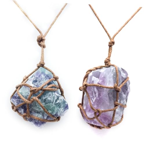 iplusmile Fluorit Halskette Damen Natürlicher Anhänger Unregelmäßige Form Kette Leicht Modischer Schmuck für Frauen und Mädchen von iplusmile