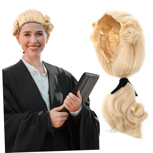 iplusmile Founding Father Perücke für Herren Realistische Richter Perücke Verstellbare Synthetische Hochtemperaturfaser Authentisches Gerichtskostüm Zubehör für Cosplay und Party von iplusmile