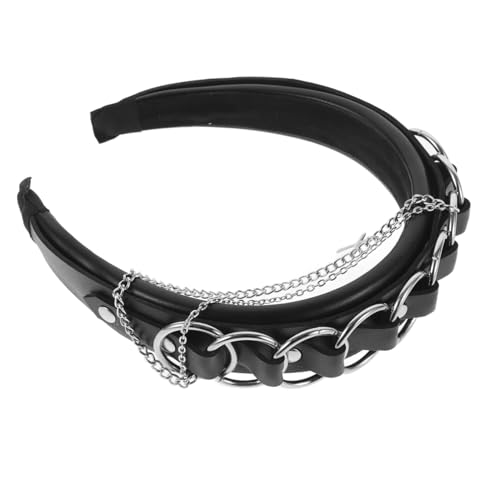 iplusmile Gothic Stirnband mit Nieten und Ketten Dunkles Punk Haaraccessoire für Festivals und Cosplay Modisches Kopfband mit Kreuz Detail für Erwachsene Rutschfestes Goth Design von iplusmile