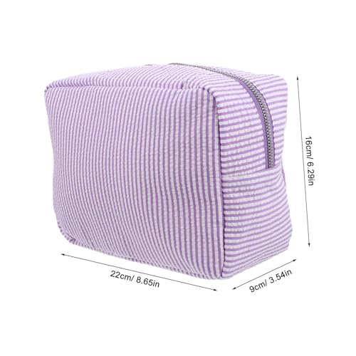 iplusmile Große Tragbare Kosmetiktasche Gestreift aus Strapazierfähigem Baumwoll Leinen Material Kompakter Reise Organizer mit Hohem Fassungsvermögen für Damen Platzsparend und Modisch für von iplusmile