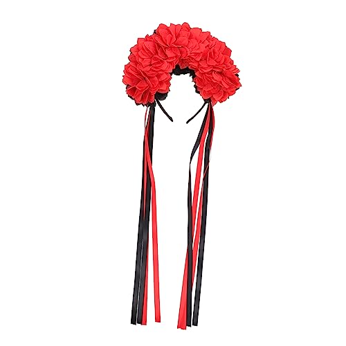iplusmile Halloween Blumenkranz Haarreif Rot Schwarz Langlebiges Stirnband für Damen und Mädchen Komfortabel Vielseitig für Party Fotoshooting Festliche Kopfbedeckung von iplusmile