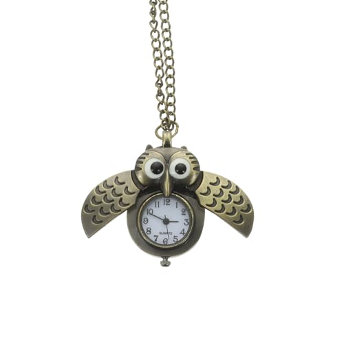 iplusmile Halloween Vintage Taschenuhr für Herren, Halskette Uhren, Taschenuhr mit Kette, Antik Kettenuhr Eule Bronze Quarzuhr für Herren Vater Opa Geburtstag Jahrestag von iplusmile