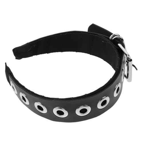 iplusmile Handgefertigtes Punk Stirnband aus Schwarzem PU Leder mit Robustem Metallbeschlag Stylisches Haaraccessoire für Mädchen Langlebig und Komfortabel für Alltag von iplusmile