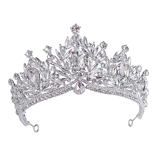 iplusmile Hochzeitskrone Braut Tiara mit Funkelnden Strasssteinen Silberner Haarschmuck für Damen Accessoire für Hochzeit Geburtstag Abschlussball und Festliche Anlässe von iplusmile