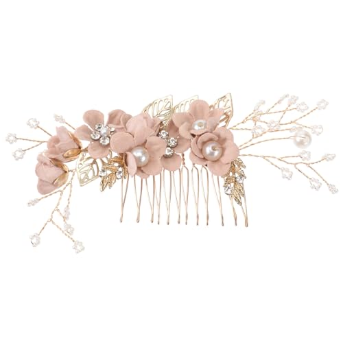 iplusmile Hochzeitsmode-Haarkamm Floraler Strass-Braut-Kopfschmuck Seitliche Haarkämme Haarschmuck Braut-Haarkamm Mit Zahngriff Für Brautjungfern Frauen Und Mädchen (Rosa) von iplusmile