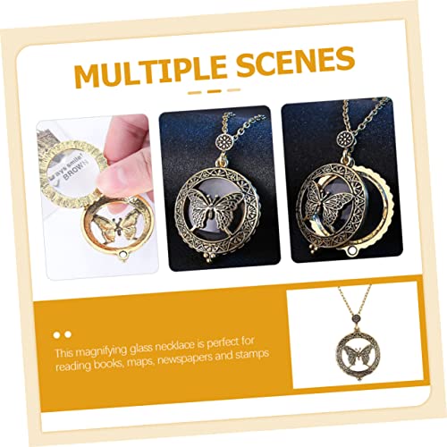 iplusmile Hohl Schmetterling Halskette Retro Legierung Anhänger Leselupe Halsornament Damen Schmuck von iplusmile