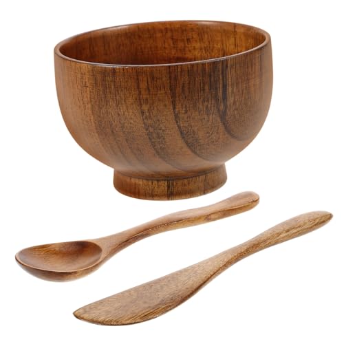 iplusmile Holz Gesichtsmaske mit Schüssel Spatel und Rührstab DIY Beauty Mask Bowl für Gesichtspflege Zuhause und Salon Glatte Oberfläche Einfach zu Reinigen Geeignet für Wiederverwendbar von iplusmile