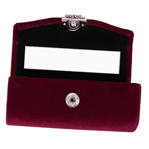 iplusmile Kleiner Lippenstift Organizer mit Spiegel Samt Lippenstifthalter in Weinrot Etui für Lippenstift Lipgloss Schlüssel Schmuck Handliche Make Up Aufbewahrungsbox für Damen Unterwegs von iplusmile