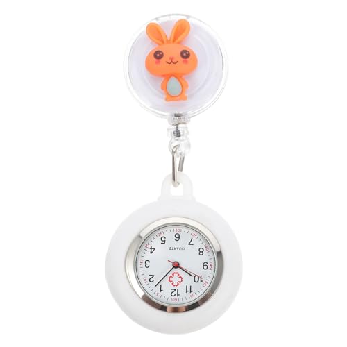 iplusmile Uhr Taschenuhr Krankenschwesteruhr Schwesternuhr Digital Quarzwerk Uhr Hase Form Ansteckuhr Pflegeuhr Pflege Pulsuhr Dehnbare Silikon Hülle Osterdeko Geschenk Orange von iplusmile