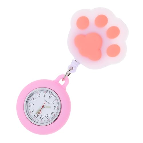 Uhr Taschenuhr Silikon Katze Pfote Schwesternuhr Quarzuhr Krankenschwesteruhr Ansteckuhr Brosche Quarzwerk Pflegeuhr Fob Uhr Geschenke für Arzt Damen von iplusmile