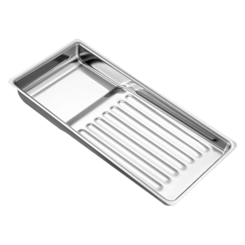 iplusmile Labortablett mit Rillen Robustes Metalltablett für Schönheitssalon Maniküre Tattoo Zubehör Vielseitiges Badezimmer Organizer Tablett für Instrumente von iplusmile