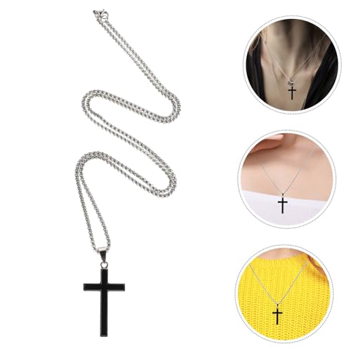 iplusmile Lange Titanstahl Halskette mit Großem Kreuzanhänger Unisex Statement Kette Vielseitiges Accessoire für Alltag Party Date Robuste Langlebige Verarbeitung von iplusmile
