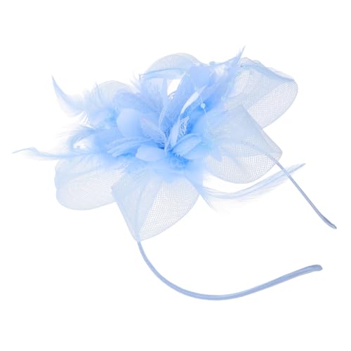 iplusmile Leichtes Fascinator Haarband mit Vintage Netz und Federakzent Modischer Brautkopfschmuck für Tea Party und Hochzeit Zartes Atmungsaktives Haarschmuck Accessoire Hellblau von iplusmile