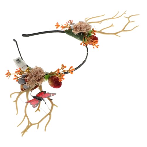 iplusmile Leuchtender Weihnachts Haarreif mit Hirschgeweih und Beerenzweigen Leichtes Langlebiges Xmas Party Accessoire für Damen Rutschfest und Umweltfreundlich Festliche Zufällige Farbe von iplusmile