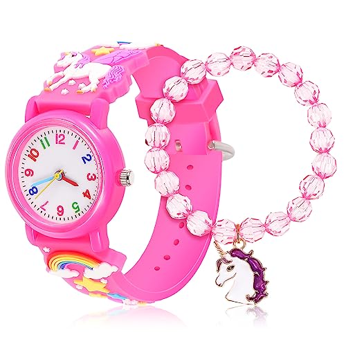 iplusmile 1 Satz Anschauen Armbanduhr Mädchenuhr und Armband Mädchen Uhren Achten Sie auf Mädchen Digitaluhr Cartoon-Uhr Einhorn-Armband Junge einstellen Perlen Kind PVC von iplusmile