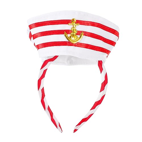 iplusmile Matrosenhut Haarreif Rot Stil Nautical Captain Stirnband Party Cosplay Kostüm Zubehör für Erwachsene Yacht Karneval Karneval Feier von iplusmile